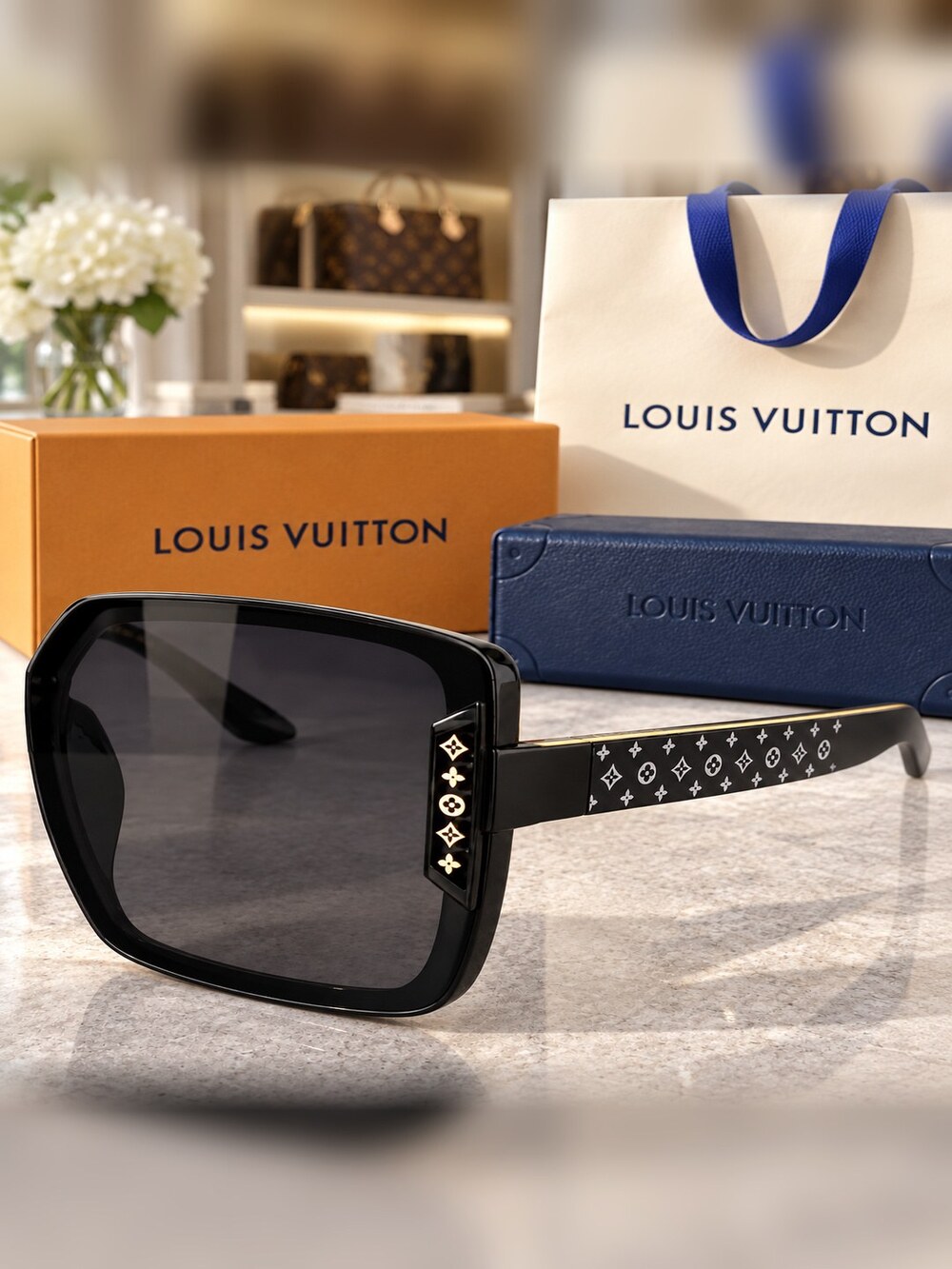 Louis Vuitton Black Square Sunglasses - Picture 4 of 6